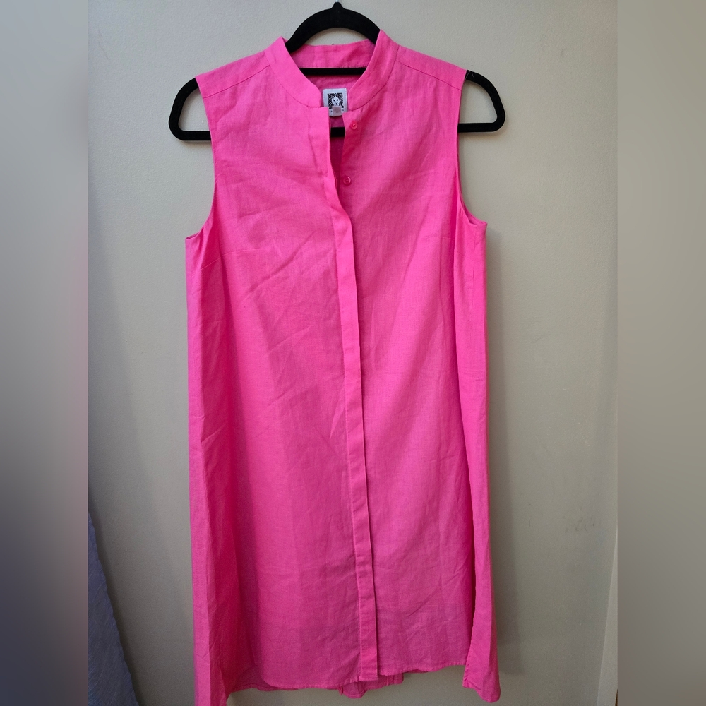 Anne Klein Vibrant Pink Button-Front Midi Dress